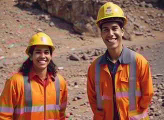a man and woman in orange safety vests and safety vests