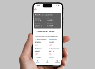 Screenshot d'une application de statistiques d'AdMob