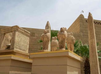a group of statues of elephants and elephants