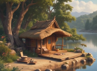 Various wellness and beauty products, including oils in bottles, a bowl of oil, dried flowers, crystals, a smudge stick, and a small dish of cream, are arranged aesthetically on a light surface. The scene is decorated with colorful flowers and herbs.