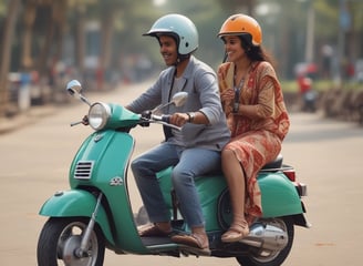 A couple enjoying bike rentals in Vizag