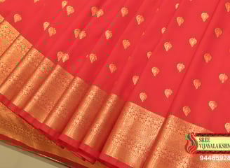 Elegant red silk saree with intricate gold zari work from the best saree shop in Jayanagar