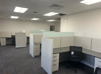 Newly constructed commercial office building with high-quality materials and finishes