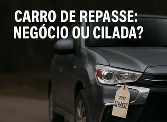 Carro ASX 2017 usado mal conservado com etiqueta de “repasse” e frase no topo destacando alerta na c