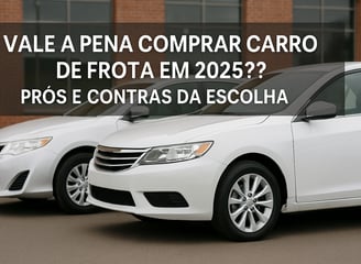 "Imagem de capa com a frase 'Vale a pena comprar carro de frota em 2025? Prós e contras da escolha'.