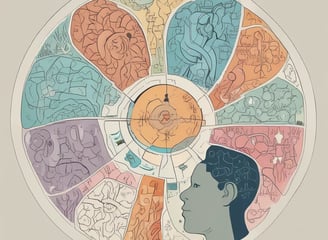 Image d'un humain près d'une roue de motifs abstraits évoquant le cerveau