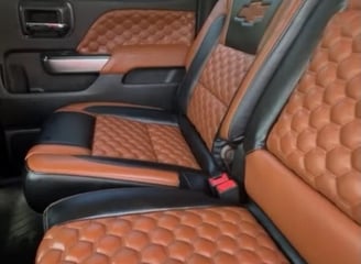 a car with a leather seat and a seat