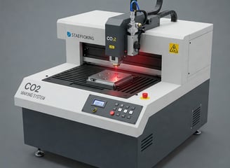 Laser marking logo on metal.