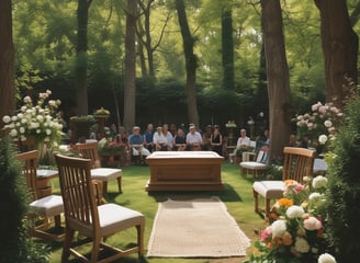 A memorial setup featuring numerous floral tributes and messages. In the foreground, a balloon with the words 'You'll Be Missed' is visible. Several people gather around the site, some holding candles and dressed in diverse attire, suggesting a somber gathering.
