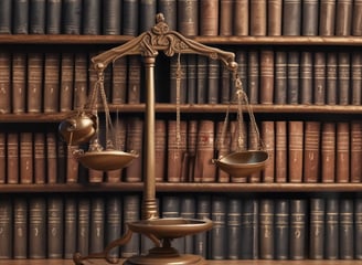 A courtroom with rich wooden paneling and a red curtain behind the judge's bench. The room features a central podium with a computer monitor, pale green carpet, and framed artwork on the wall. It is illuminated by overhead lighting, creating a formal and orderly atmosphere.