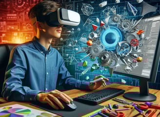 WIKXY Engineer working on a 3D printed part using VR headset. Available at WIKXY 3D Printing in Stoke-on-Trent.