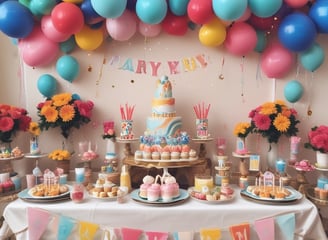 An elegantly decorated event hall with neatly arranged round tables covered in pastel-colored tablecloths and white chairs. A red carpet leads down the center aisle. The space is well-lit with chandeliers and spotlights, and floral centerpieces adorn each table.