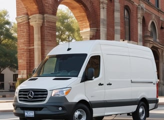 A yellow delivery van with visible front-end damage is being towed by a recovery vehicle. The van belongs to a well-known courier company, as indicated by the branding on its side. The surrounding environment includes a gravel area, a concrete boundary wall, and a partly cloudy sky.