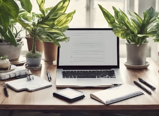 Display of laptop device with plants for project management services