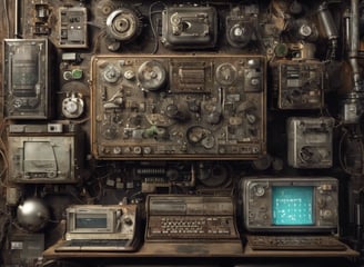 a group of electronic components laid out on a table