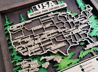Custom laser cut map of the united states of America