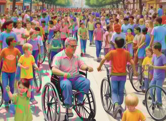 a man in a wheelchair with a child in a wheelchair
