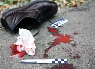 Violent encounter crime scene with blood stains