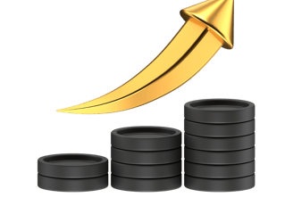 a gold arrow pointing upward to a graphing graphing