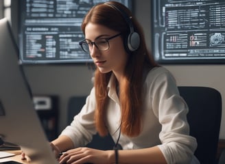 chica estudiando software en una computadora