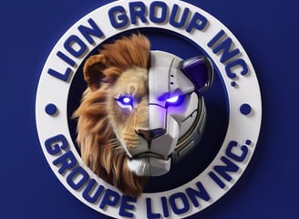 a lion head with a blue light on it