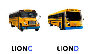 a school bus with the words lion on it