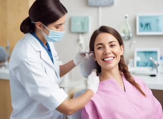 Several hands hold dental care items including a clear dental aligner, a whitening product in a small bottle, and a storage case labeled 'Candid'. The background is a solid light blue, providing a clean and minimalistic appearance.