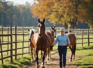 Two horses are standing on a red track, with one in the foreground wearing a saddle and a white cloth bearing the number 4 and the name 'CHATEAUBRIANT'. The background shows a green wooded area and part of a racetrack setup.