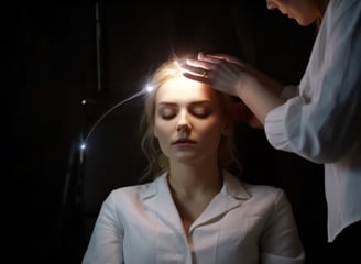 Woman is receiving subconscious suggestions to improve future decisions.