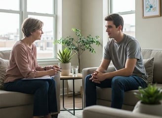 Counselor interacting with a client.