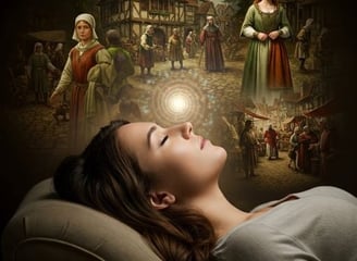 Women under hypnosis is experiencing scenes out of a past life.