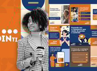 Campanhas visuais da Join TI com foco em integração de sistemas e e-commerce