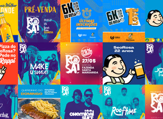 Campanhas vibrantes da Seo Rosa com destaque para eventos e pratos