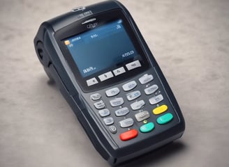 A hand holds a smartphone displaying the Shopify website, focusing on a page about payment processing. Text about Simple Payments and Shopify Payments is visible along with some graphical elements like a chair and a desk lamp.