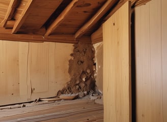 A partially constructed brick wall with layers of insulation boards attached to it. The insulation boards are marked with the brand 'Kingspan Kooltherm.' The bottom half of the wall is complete, while the top half is still under construction. The ground is covered in debris from the construction process.