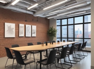 A large convention center hall arranged for an event setup with scattered boxes, crates, and equipment. There are partitions covered with white drapes, directional signs hanging from the ceiling, and yellow taped lines on the floor. A person is walking through the hall, and equipment is positioned sporadically.