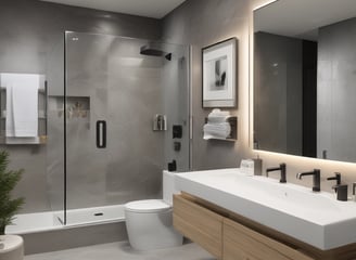 A partially renovated room with bare, unfinished walls showing visible patches of brickwork and mortar. There are exposed pipes and cables on the floor, and a small shovel and a broom leaning against the wall. A large window lets in natural light from outside, showing a view of residential buildings.