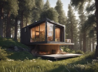 A house sitting in the middle of a forest