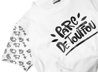 a t - shirt with a black and white design