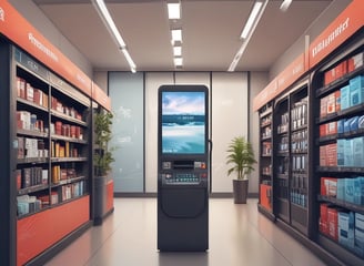 A person is holding a smartphone in one hand displaying a banking or finance application and a colorful credit card in the other hand. Nearby, a shelf holds various gaming consoles and accessories.