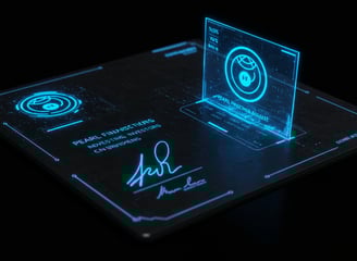 a blue and black electronic device with a blue light