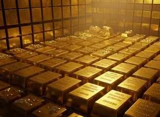 a room with a lot of gold bars and some gold bars