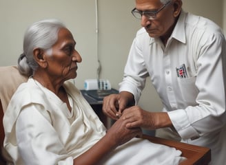A nighttime urban street scene featuring an illuminated emergency sign with the word 'Urgences' in bright red letters on a building. Streetlights cast a warm glow over the wet pavement and the surrounding buildings are mostly in shadow. The street is empty, adding a sense of quiet and stillness.
