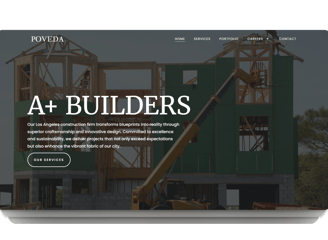 Robust construction website with project galleries and industrial design elements.