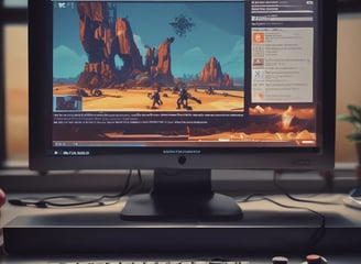 A dark room with a laptop displaying code on the screen. In the foreground, there is a can of energy drink and a game controller, all illuminated by the red glow of the laptop's keyboard.