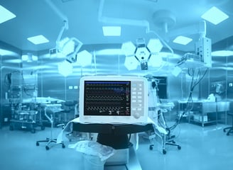 a laptop computer monitor in a hospital room