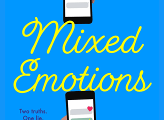 Mixed Emotions - two hands holding phones with a blue background