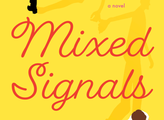 Mixed Signals - a yellow background with a man and a woman walking in opposite directions