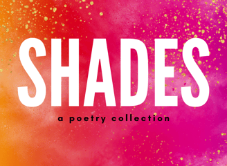 Shades - a pink and yellow colored paint splatter with the word shades