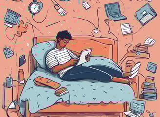 erson working comfortably in bed with a laptop